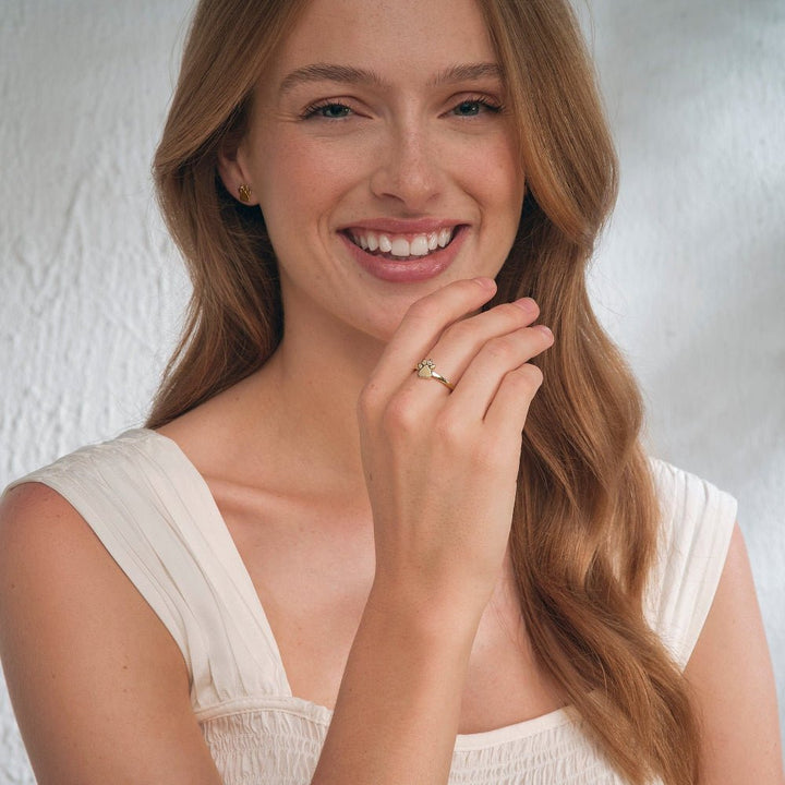 Clogau Paw Prints on My Heart Gold and Diamond Stacking Ring - MococoClogauGPWP0363 - J5051537380542Rings