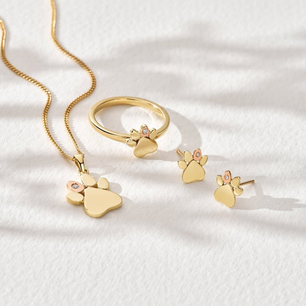 Clogau Paw Prints on My Heart Gold and Diamond Stud Earrings - MococoClogauGPWP03655051537380665Earrings