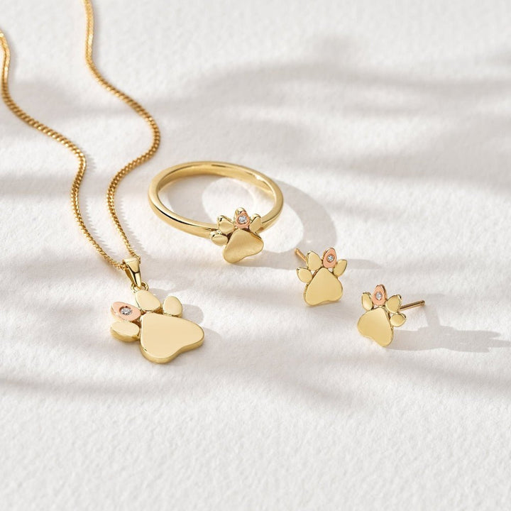 Clogau Paw Prints on My Heart Gold and Diamond Stud Earrings - MococoClogauGPWP03655051537380665Earrings