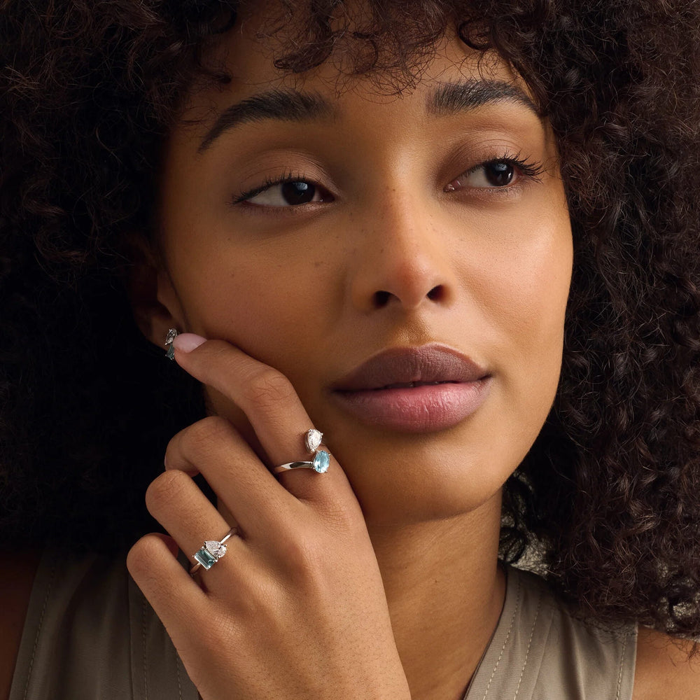 Clogau Promises 9ct White Gold, Diamond and Oval - Cut Aquamarine Ring - MococoClogauGTAF0386 - J5051537385158Rings