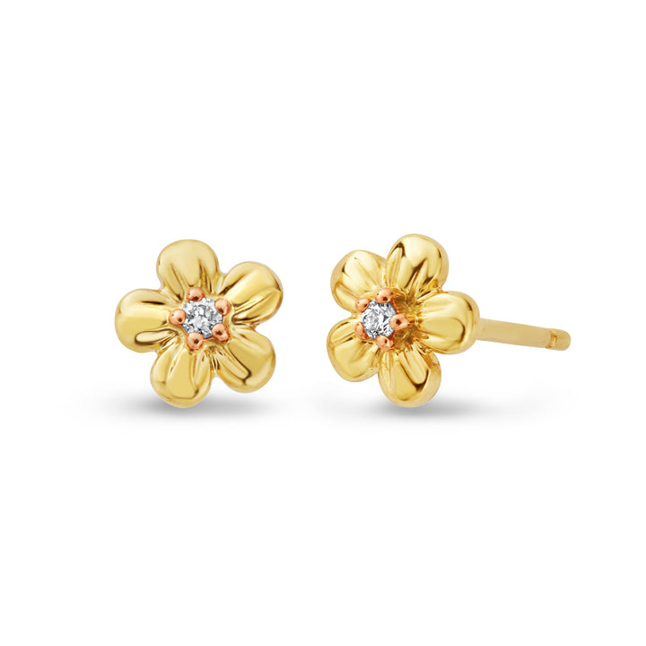 Clogau Solid Gold Forget Me Not Stud Earrings With Diamond - MococoClogauGFMN07635051537385844Earrings