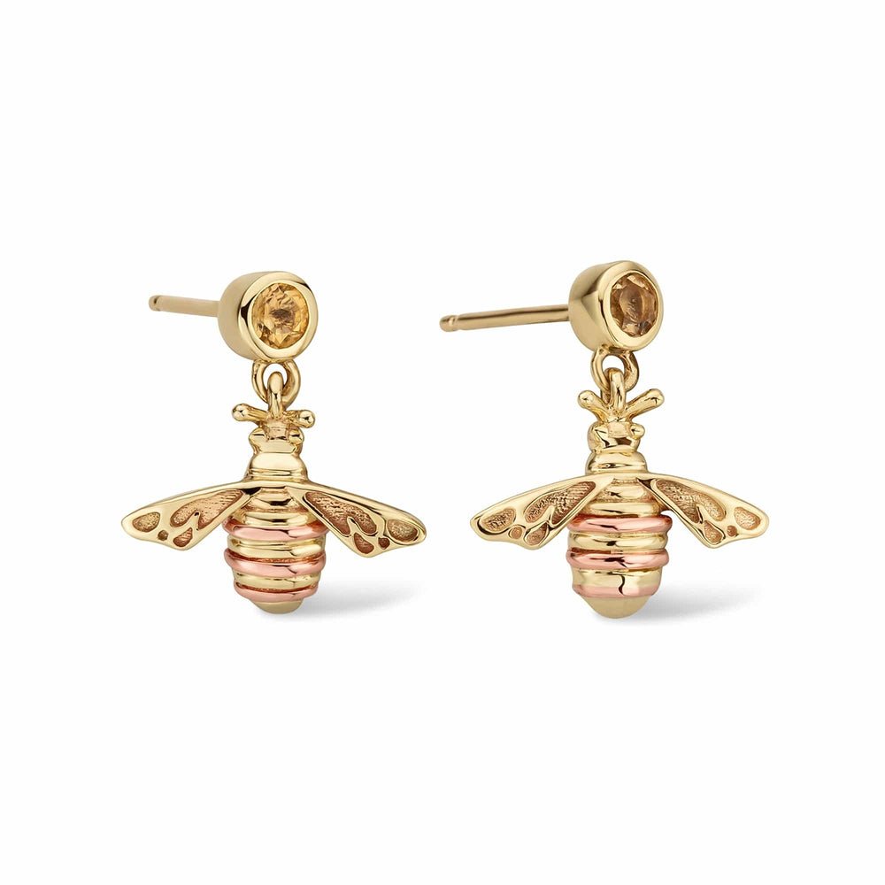 Clogau Solid Gold Honey Bee Citrine Drop Earrings - MococoClogauHNBDE5051537325017Earrings