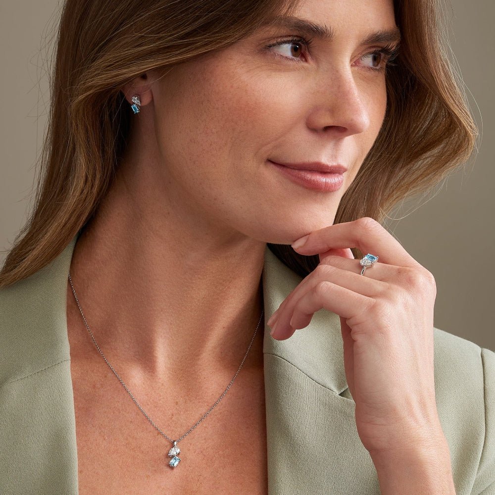 Clogau Ti a Fi White Gold, Diamond and Aquamarine Pendant - MococoClogauGTAF07505051537385684Charms & Pendants