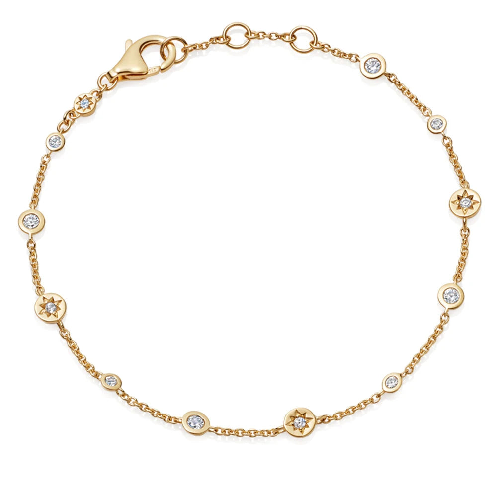Astley Clarke Gold Vermeil Station Bracelet - White Sapphires Shimmering Like Stars