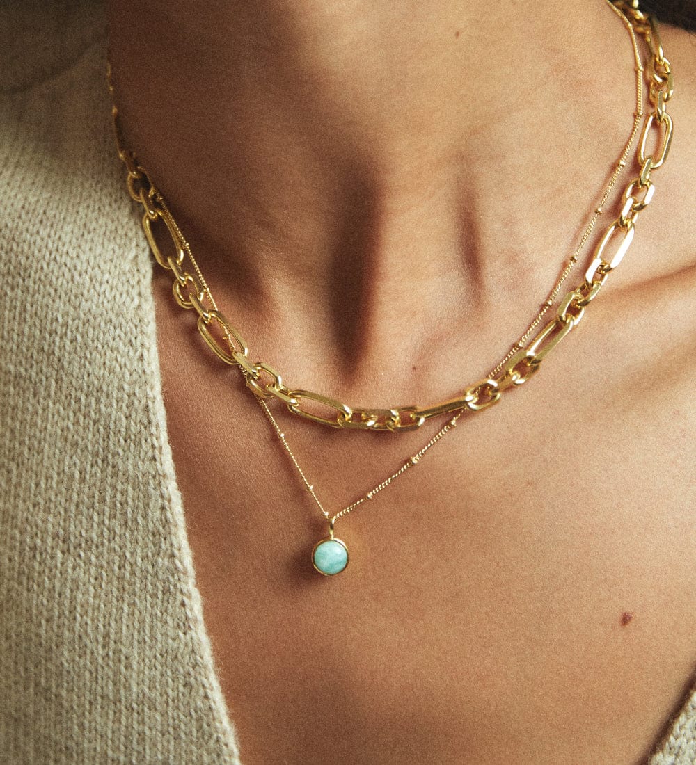 Daisy London 18ct Gold Plate Amazonite Healing Stone Necklace - MococoDaisy LondonHN1003_GP5056104103609Necklaces