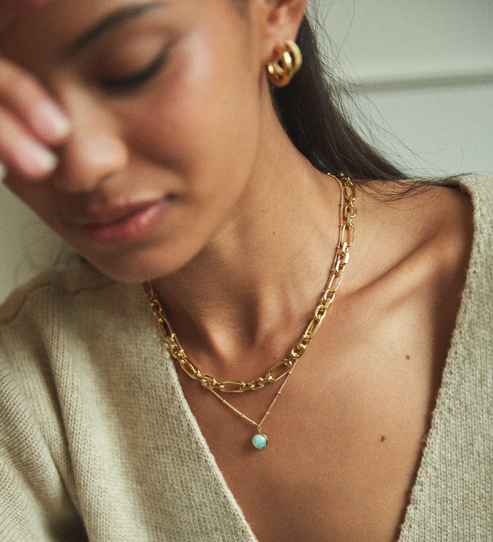 Daisy London 18ct Gold Plate Amazonite Healing Stone Necklace - MococoDaisy LondonHN1003_GP5056104103609Necklaces