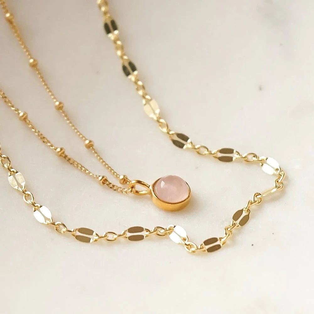 Daisy London 18ct Gold Plate Rose Quartz Healing Stone Necklace - MococoDaisy LondonHN1005_GP5056104103623Necklaces