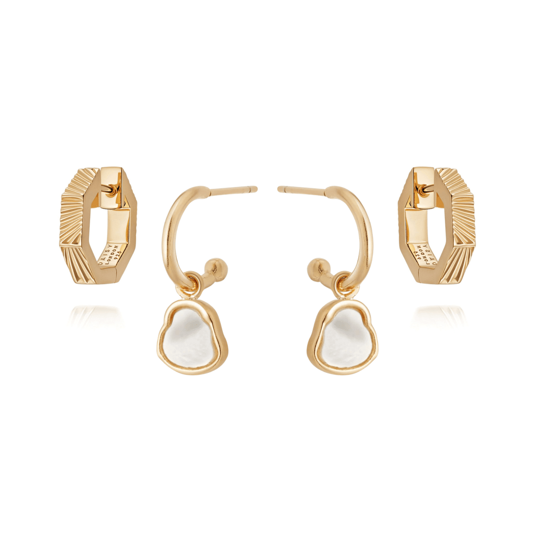 Daisy London Mother of Pearl & Huggie Earring Set - MococoDaisy LondonJewellery Sets