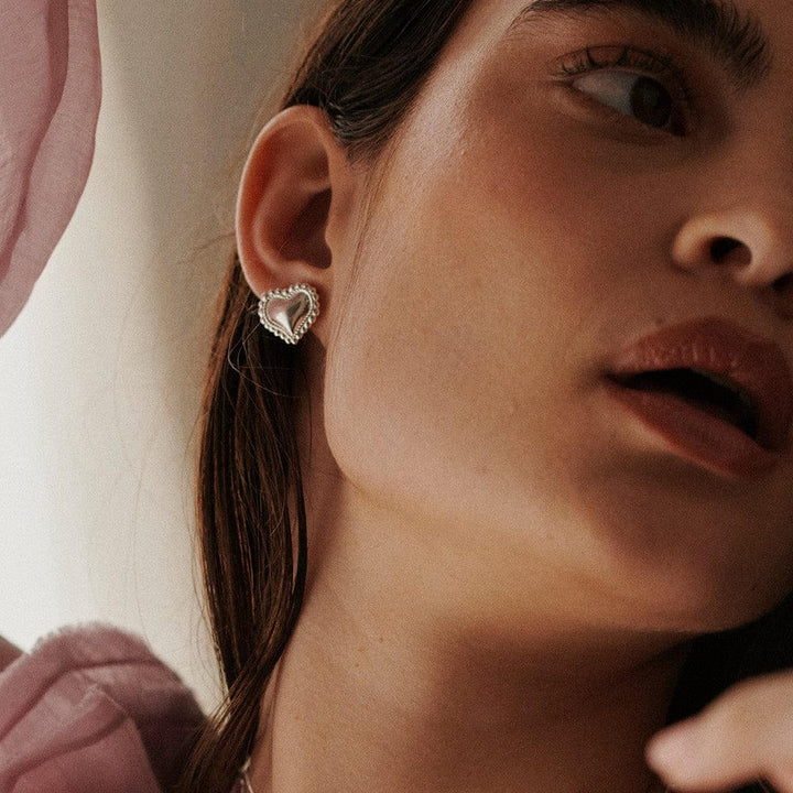 Daisy London Silver Bobble Heart Stud Earrings - MococoDaisy LondonHTE03_SLVEarrings