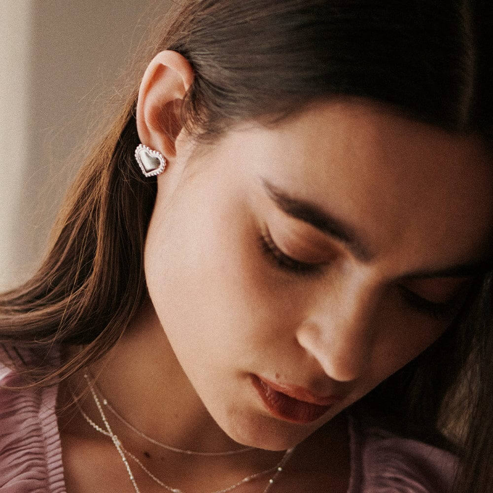 Daisy London Silver Bobble Heart Stud Earrings - MococoDaisy LondonHTE03_SLVEarrings