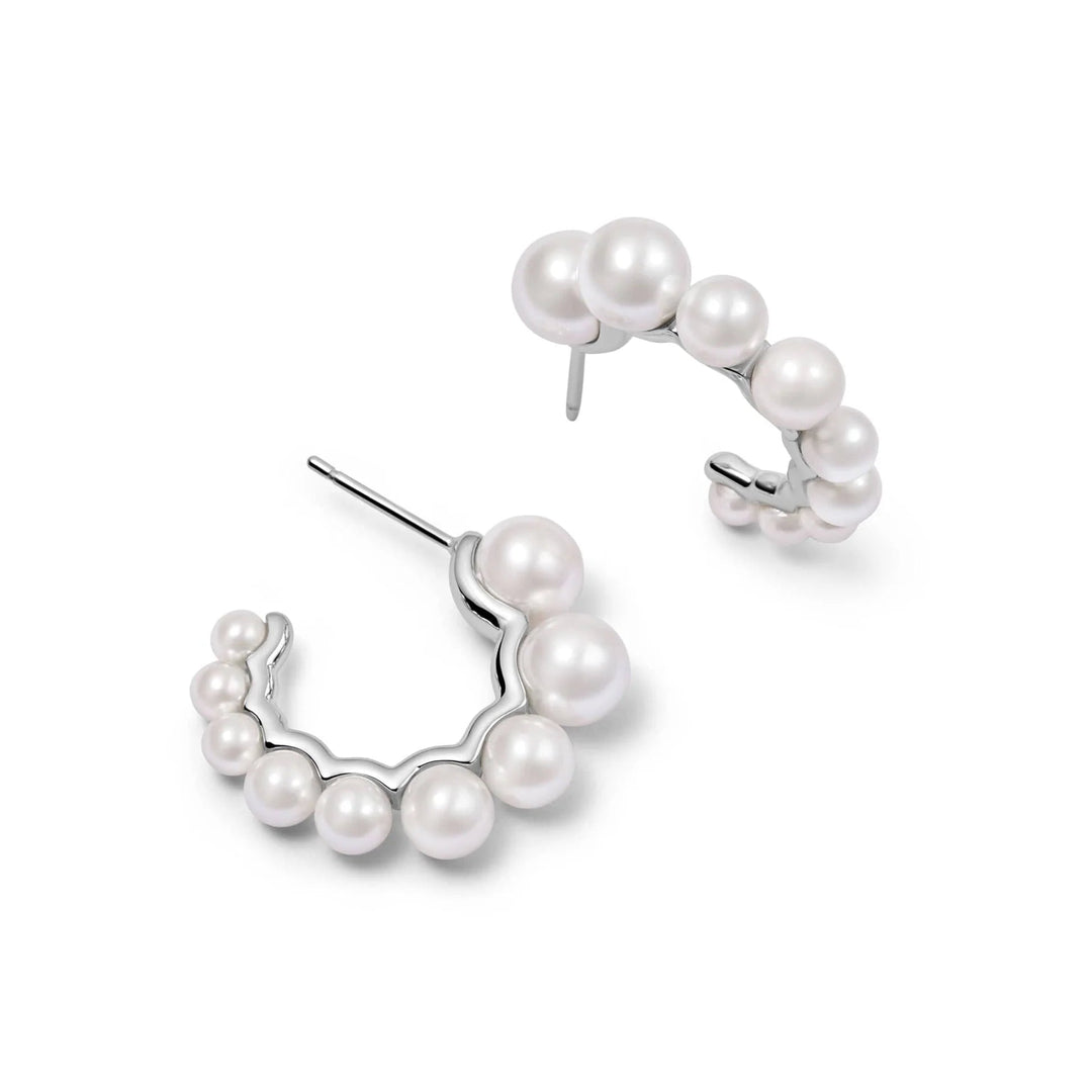 Daisy London Silver Chunky Pearl Hoop Earrings - MococoDaisy LondonBPE04_SLVEarrings