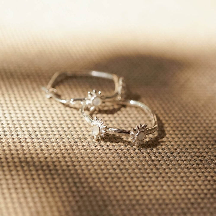 Daisy London Silver Daisy Organic Mother Of Pearl Hoop Earrings - MococoDaisy LondonDBE02_SLVEarrings