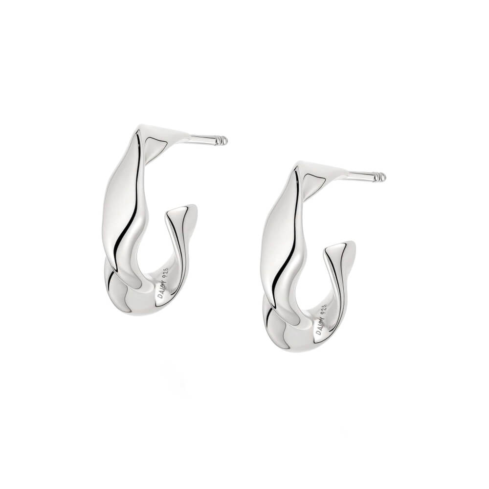 Daisy London Silver Estee Lalonde Flow Midi Hoop Earrings - MococoDaisy London3ELE31_SLVEarrings