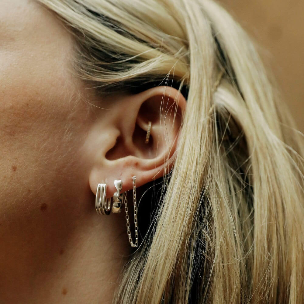 Daisy London Silver Estee Lalonde Flow Midi Hoop Earrings - MococoDaisy London3ELE31_SLVEarrings