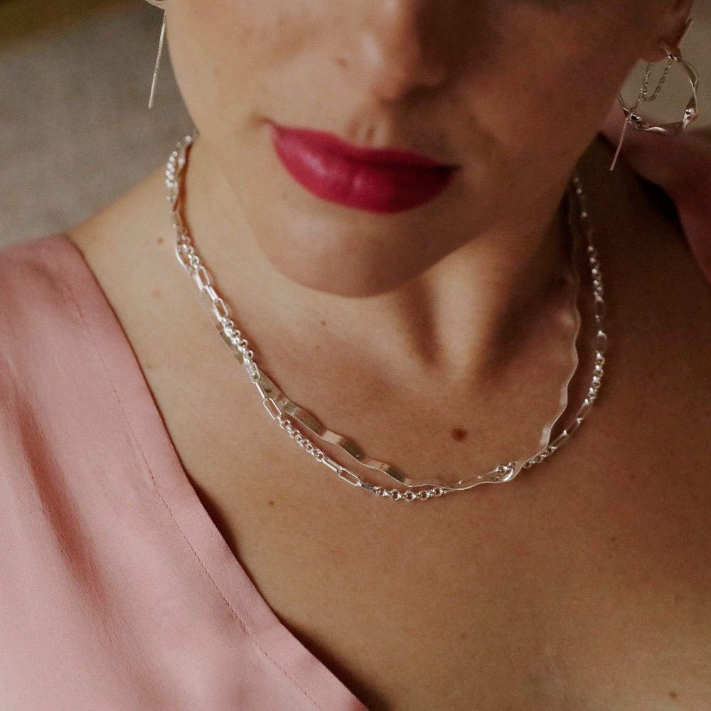 Daisy London Silver Estee Lalonde Interlock Chain Necklace - MococoDaisy London3ELN29_SLVNecklaces