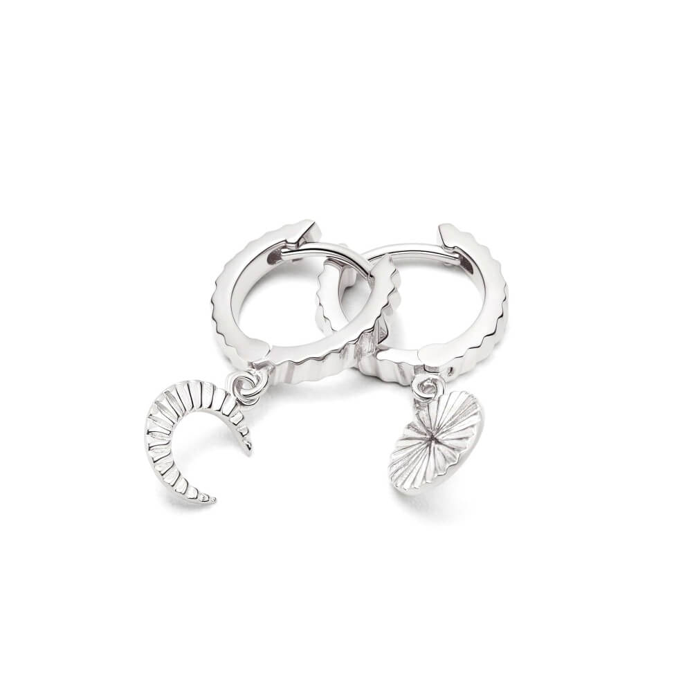 Daisy London Silver Estee Lalonde Luna Huggie Charm Earrings - MococoDaisy London2ELE22_SLVEarrings