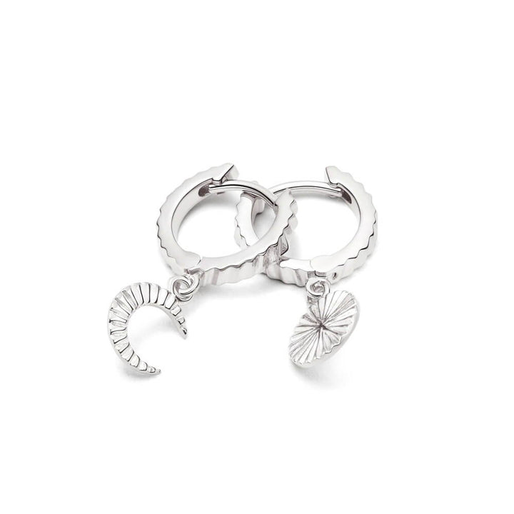 Daisy London Silver Estee Lalonde Luna Huggie Charm Earrings - MococoDaisy London2ELE22_SLVEarrings