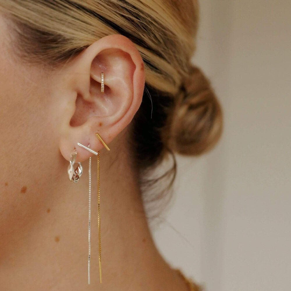 Daisy London Silver Estee Lalonde T Bar Box Chain Earrings - MococoDaisy London3ELE34_SLVEarrings