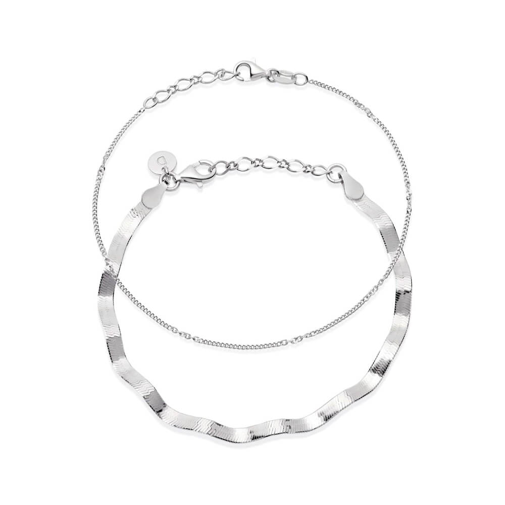 Daisy London Silver Forever Wavy Bracelet Set image