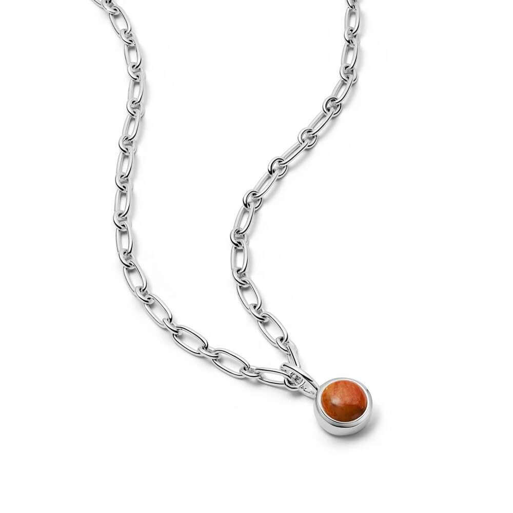 Daisy London Silver Red Coral Chunky Healing Stone Necklace - MococoDaisy LondonHN5012_SLVNecklaces