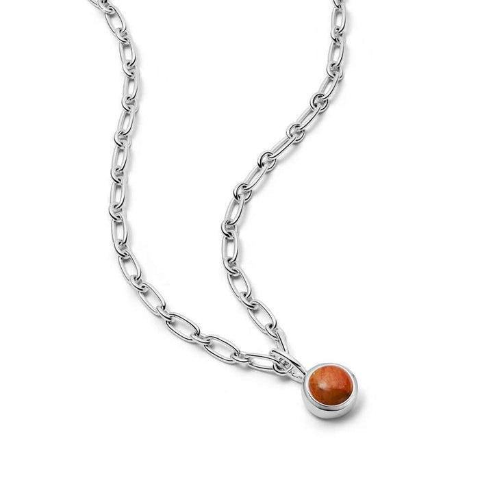 Daisy London Silver Red Coral Chunky Healing Stone Necklace - MococoDaisy LondonHN5012_SLVNecklaces