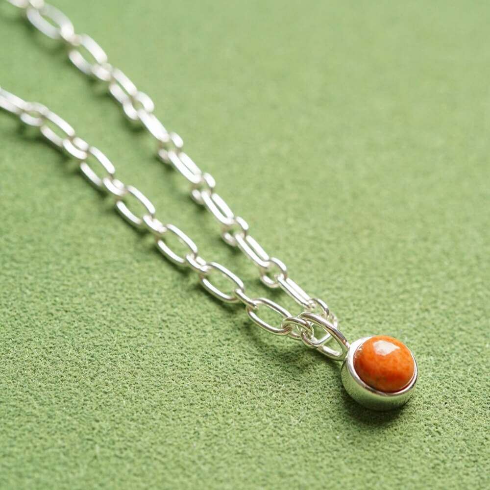 Daisy London Silver Red Coral Chunky Healing Stone Necklace - MococoDaisy LondonHN5012_SLVNecklaces