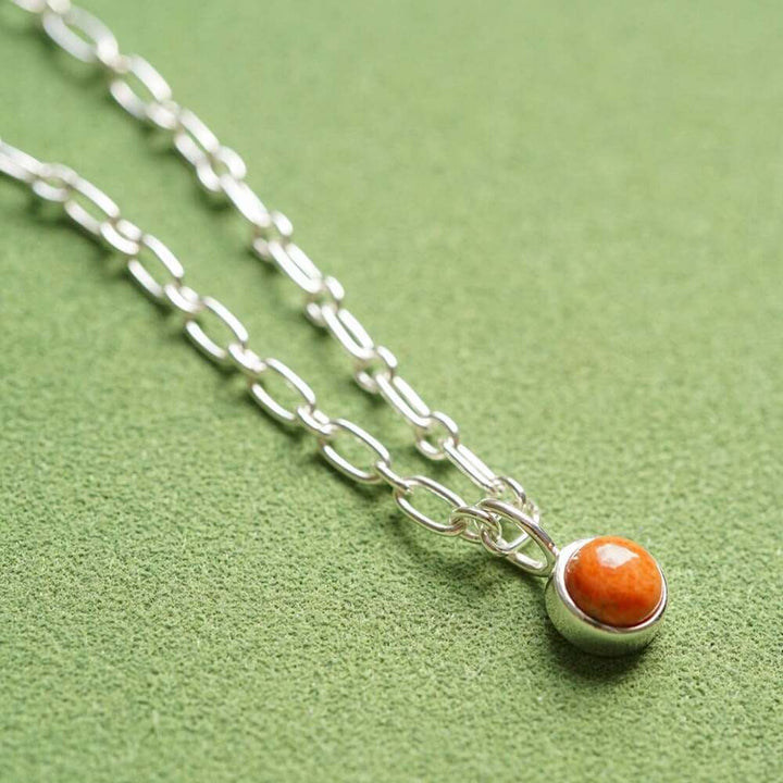 Daisy London Silver Red Coral Chunky Healing Stone Necklace - MococoDaisy LondonHN5012_SLVNecklaces