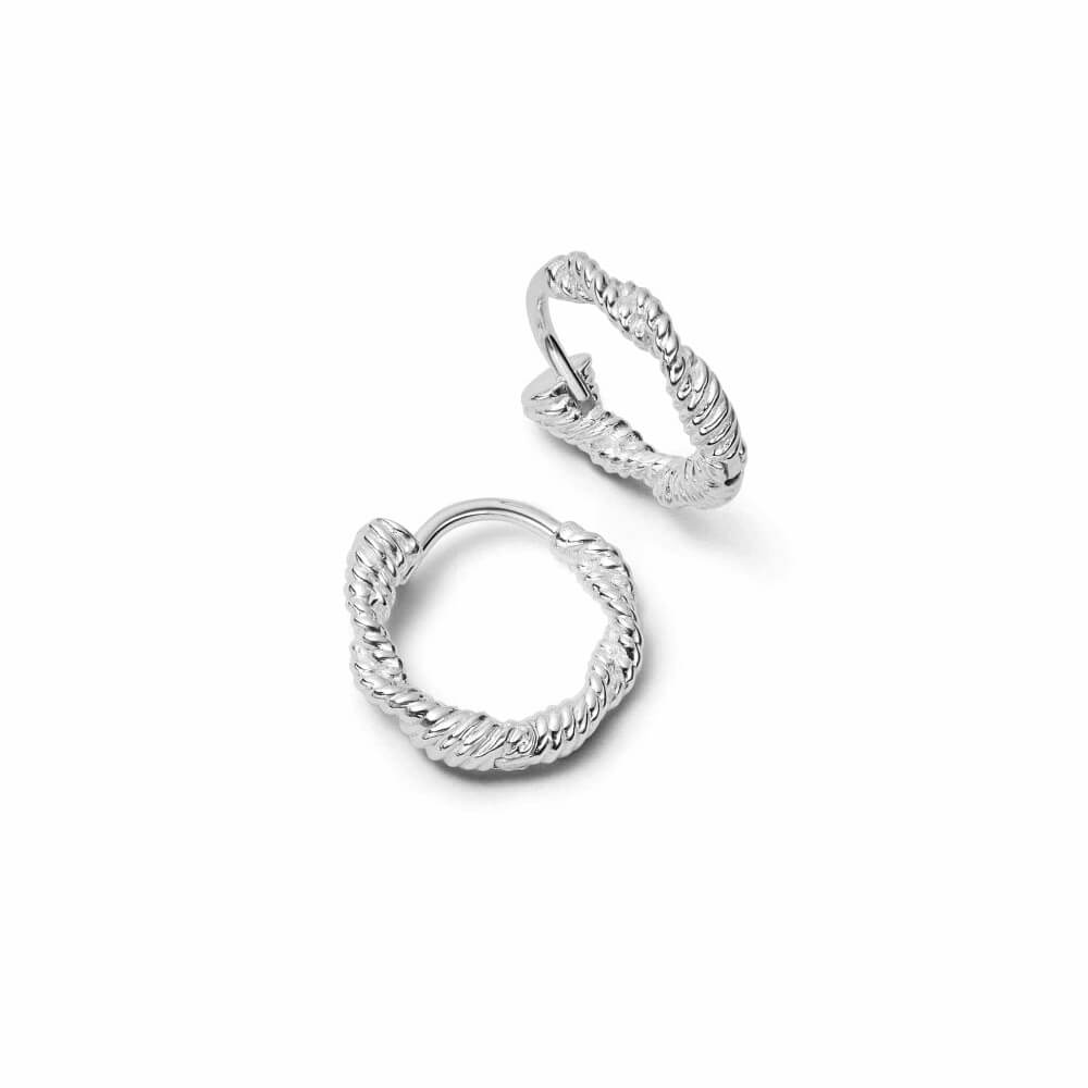Daisy London Silver Rope Twist Huggie Hoop Earrings - MococoDaisy LondonE3107_SLVEarrings