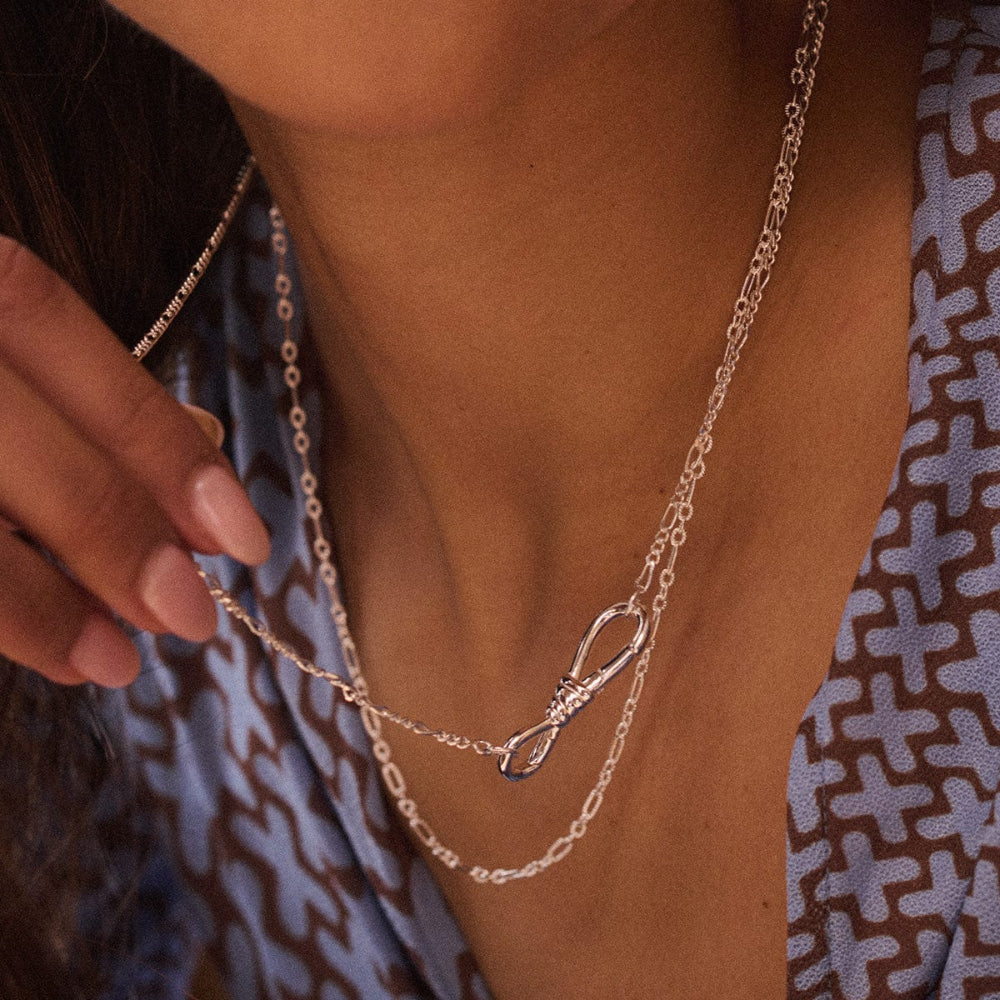 Daisy London Sterling Silver Apollo Carabiner Chain Necklace 5