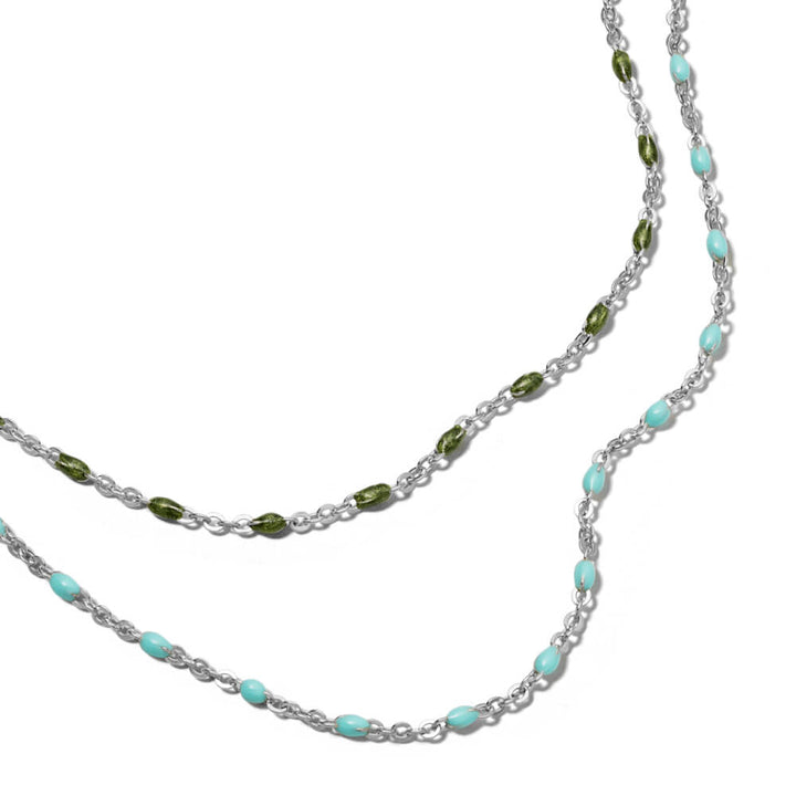 Daisy London Sterling Silver Green Enamel Beaded Necklace image 5