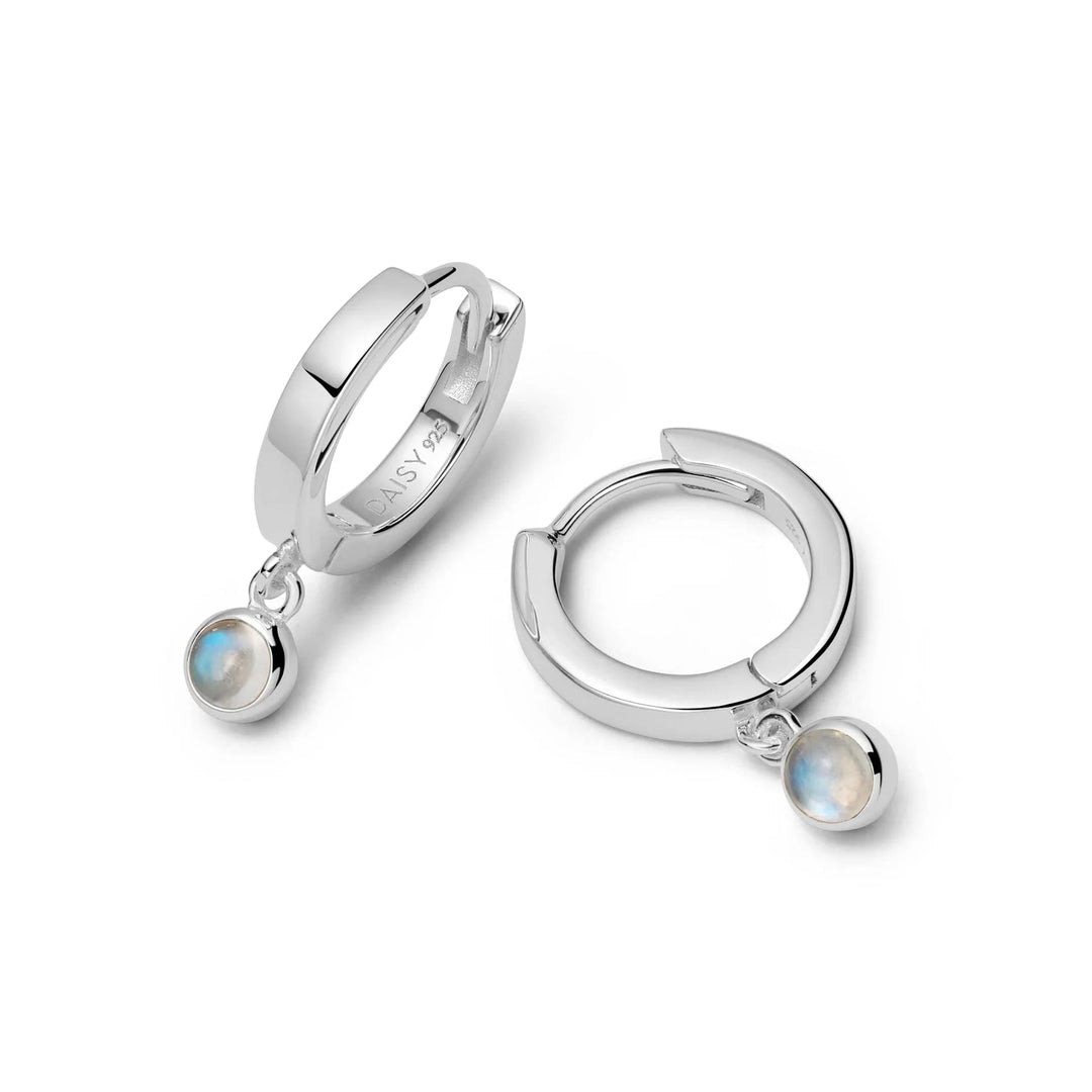 Daisy London Sterling Silver Moonstone Healing Stones Huggie Earrings - MococoDaisy LondonHE3011_SLVEarrings