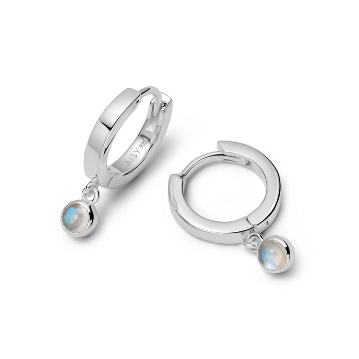 Daisy London Sterling Silver Moonstone Healing Stones Huggie Earrings - MococoDaisy LondonHE3011_SLVEarrings