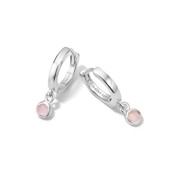 Daisy London Sterling Silver Rose Quartz Healing Huggie Hoops - MococoDaisy LondonHE3005_SLV5056104108949Earrings