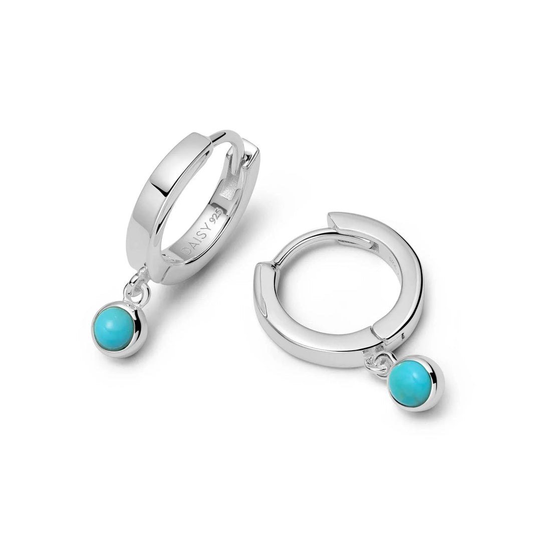 Daisy London Sterling Silver Turquoise Healing Stones Huggie Earrings - MococoDaisy LondonHE3010_SLVEarrings