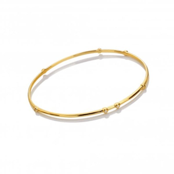 Hot Diamonds Gold Silver X TG Organic White Topaz Bangle Bracelet - YGP - MococoHot DiamondsDC1995055069055428Bracelets