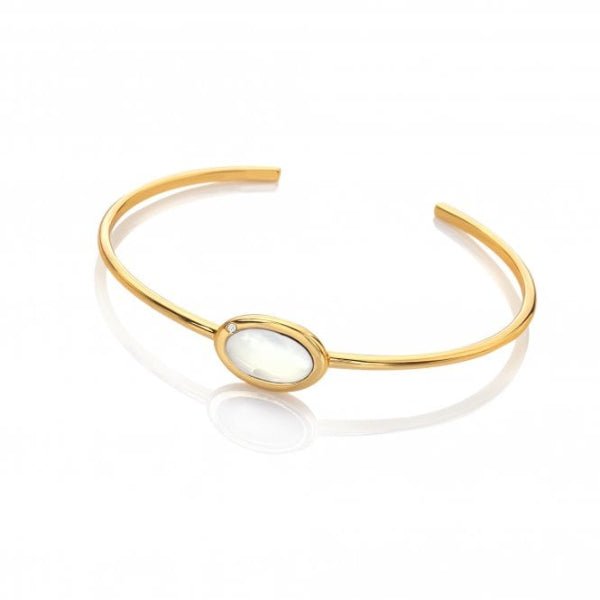 Hot Diamonds x Gemstones Gold Silver Horizontal Oval Bangle Bracelet - MococoHot DiamondsDC1815055069051437Bracelets