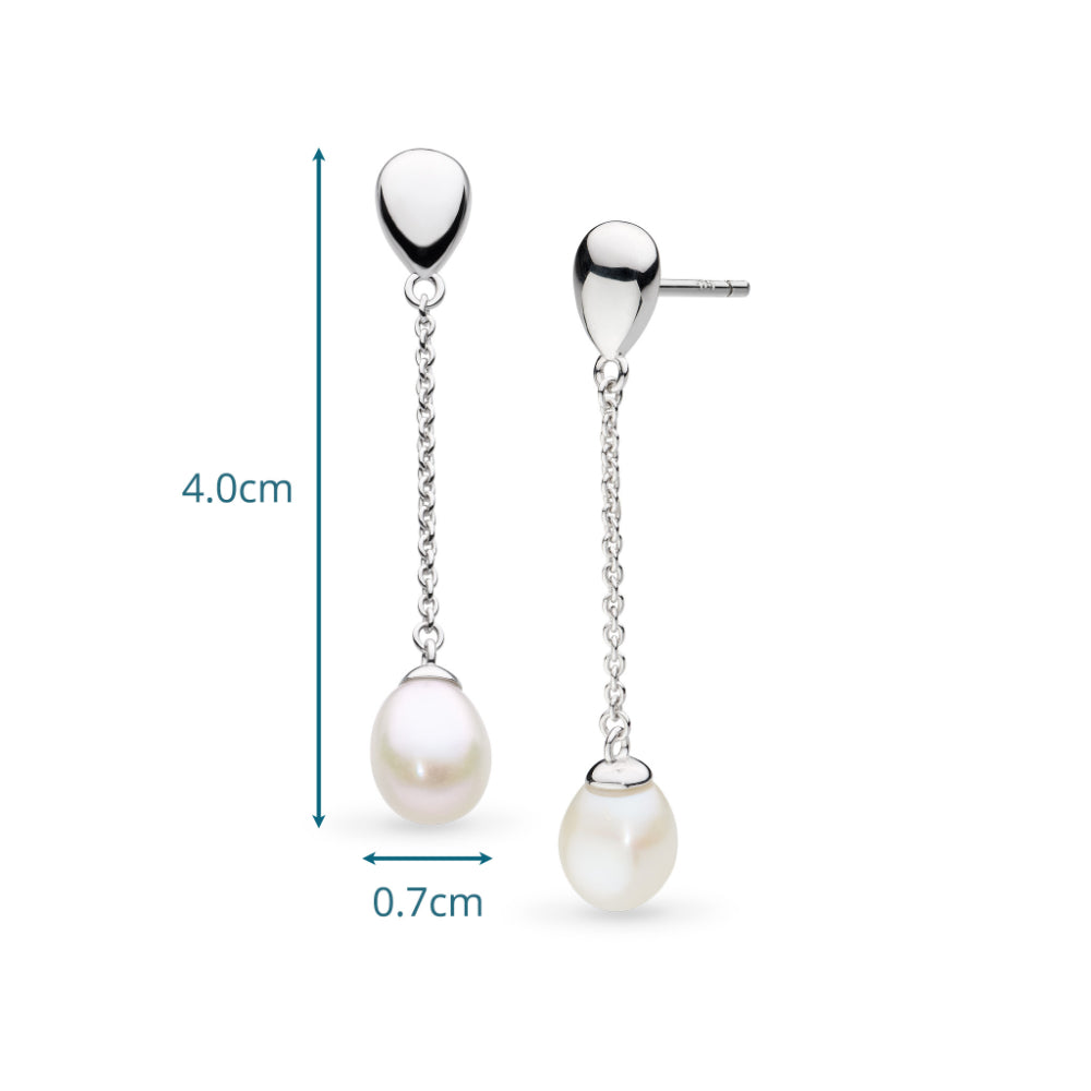 Kit Heath Coast Pebble Pearl Chain Stud Drop Earrings image 3