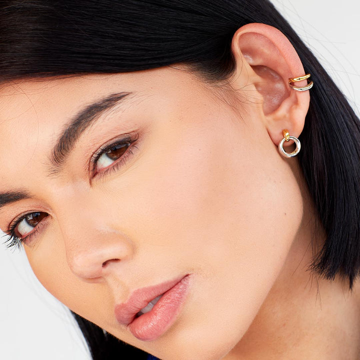 Kit Heath Silver Bevel Cirque Gold Link Stud Earrings - MococoKit Heath4172GRP5038159165320Earrings