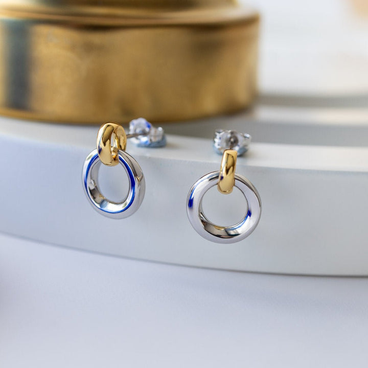 Kit Heath Silver Bevel Cirque Gold Link Stud Earrings - MococoKit Heath4172GRP5038159165320Earrings