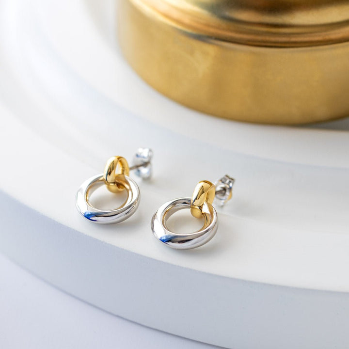 Kit Heath Silver Bevel Cirque Gold Link Stud Earrings - MococoKit Heath4172GRP5038159165320Earrings