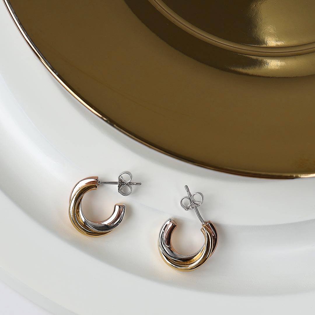 Kit Heath Silver Bevel Trilogy Semi Hoop Earrings - MococoKit Heath6166GRG5038159163364Earrings