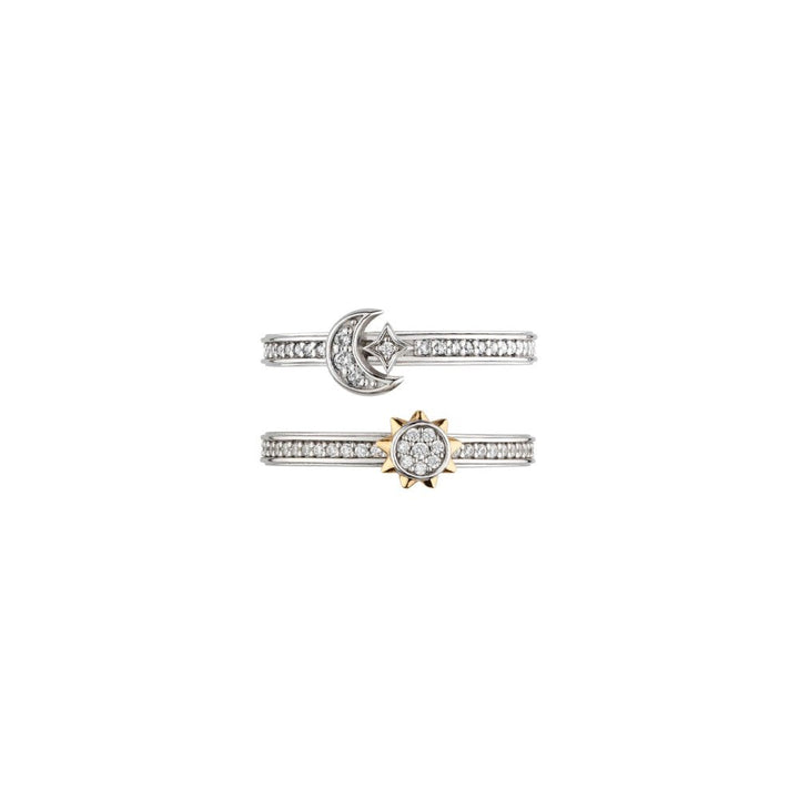 Kit Heath Silver Celeste Sun & Moon Pavé Duo Stacking Rings - MococoKit Heath10494CZN5038159168772Rings
