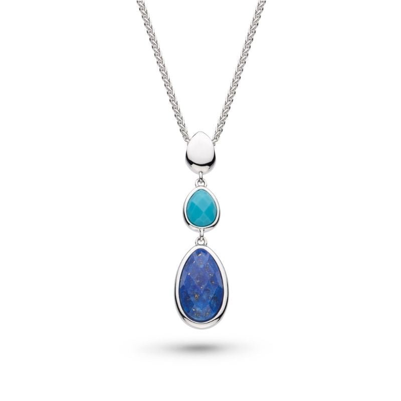 Kit Heath Silver Coast Pebble Azure Gemstone Trio Droplet Necklace - MococoKit Heath90175LMG5038159167539Necklaces