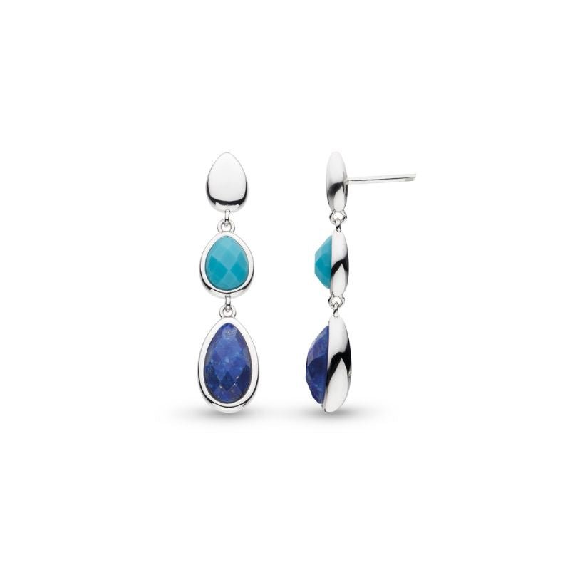 Kit Heath Silver Coast Pebble Azure Gemstone Trio Droplet Stud Drop Earrings - MococoKit Heath50175LMG5038159167478Earrings