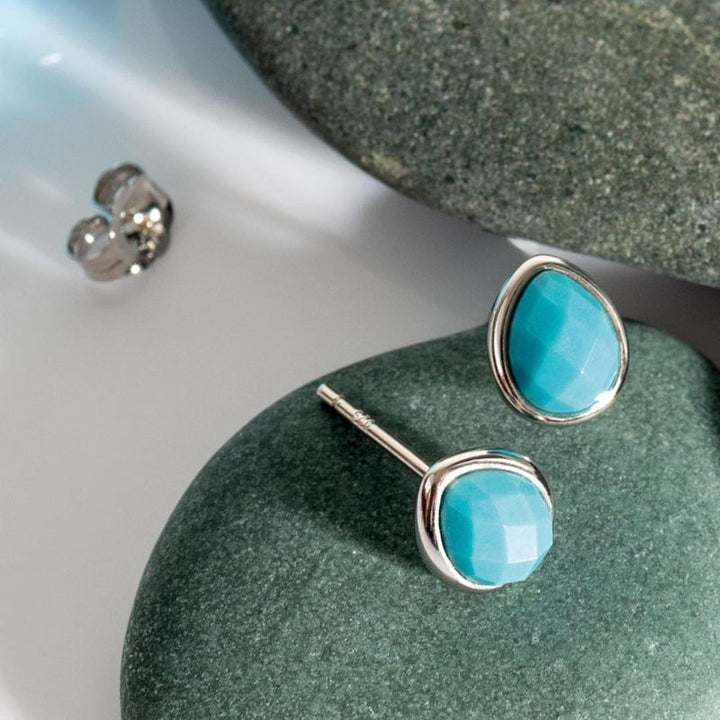 Kit Heath Silver Coast Pebble Azure Turquoise Gemstone Stud Earrings - MococoKit Heath30174MG5038159167447Earrings