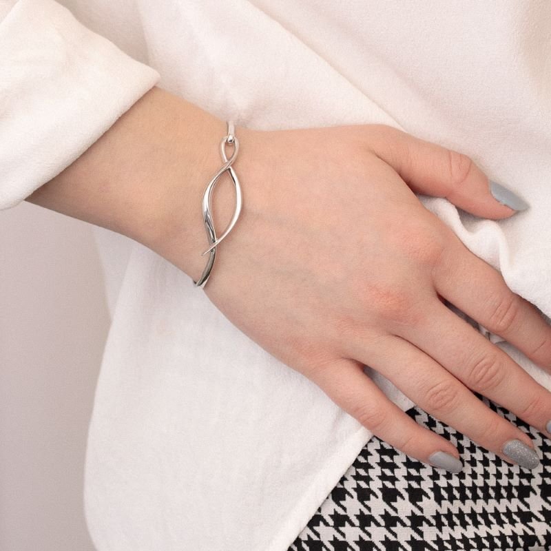 Kit Heath Silver Entwine Twine Twist Hinged Bangle - MococoKit Heath70224RP5038159158889Bracelets