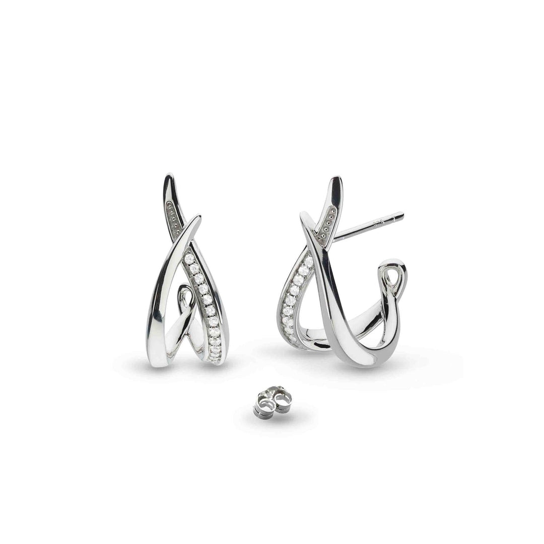 Kit Heath Silver Entwine Twist Pave Semi Hoop Earrings - MococoKit Heath30227CZ5038159158728Earrings
