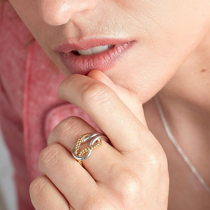 Kit Heath Silver Marina Rope Knot Golden Ring - MococoKit Heath21071GRPM5038159168321Rings