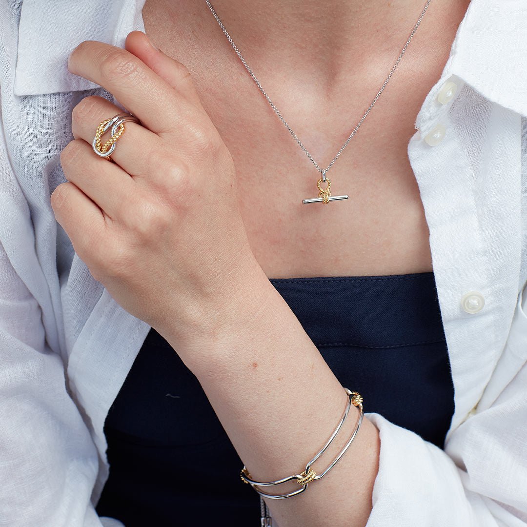 Kit Heath Silver Marina Rope Knot Golden Ring - MococoKit Heath21071GRPM5038159168321Rings