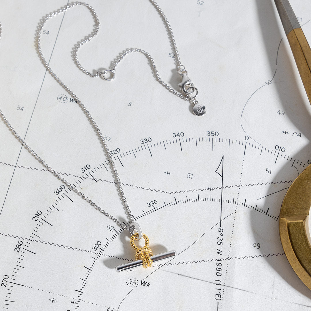Kit Heath Silver Marina Rope Knot T - Bar Golden Necklace - MococoKit Heath91093GRP5038159168673Necklaces